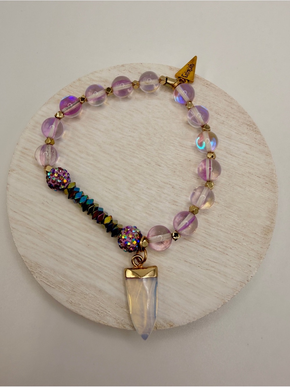 Erimish Iridescent Crystal Pendant Bracelet - Lavender